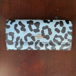Coach Crossgrain Flap Wallet in Light Blue Ocelot